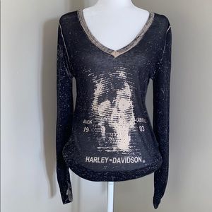 Harley Davidson L/S Extra Long Skull Fashion Top